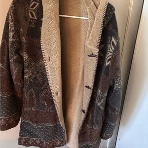 Cozy Patterned Hooded Coat